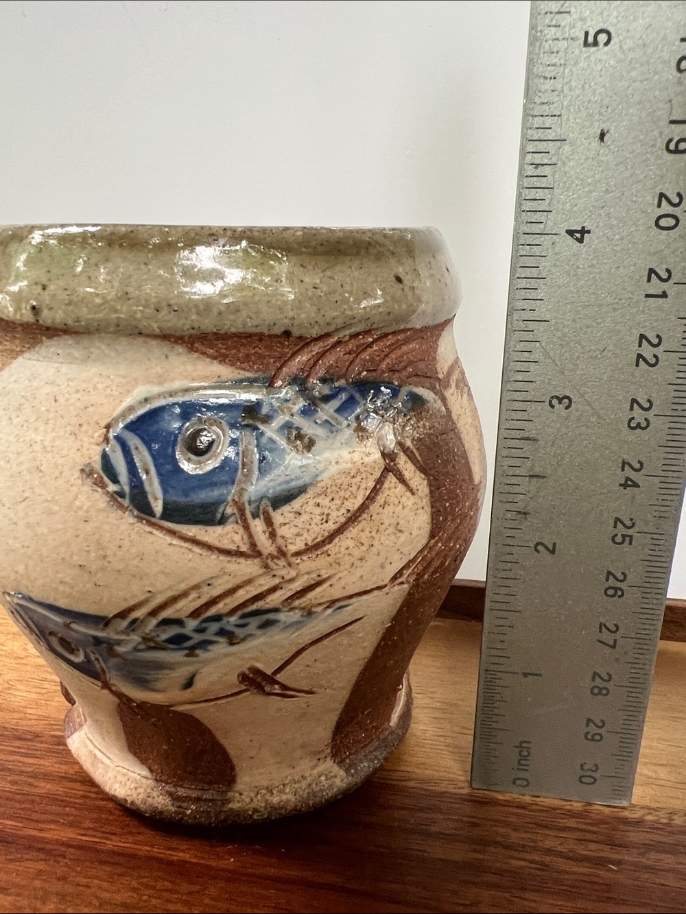 Morris pottery Handmade Ceramic Fish Mug folksy cottagecore artsy vibe OOAK - Picture 4 of 7